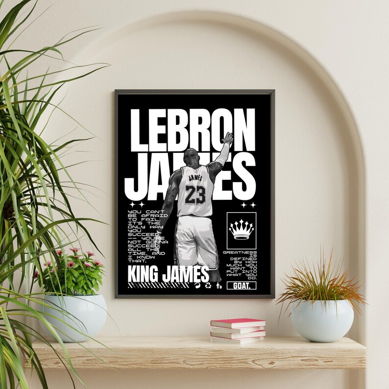 Lebron Lettering Lebron James Motivational Poster – King James, Sports Room Art (digital ...
