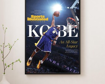 Póster All Star de Kobe Bryant: Arte mural de baloncesto de leyenda de la NBA, decoración deportiva Mamba Mentality
