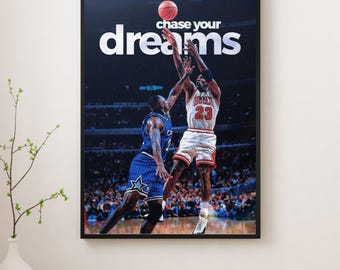 Chase Your Dreams – Basketball Motivation Poster, Iconic Game Moment Sports Wall Art