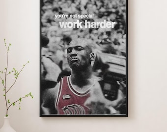 No eres especial, trabaja más duro – Póster de arte mural con motivación de baloncesto