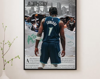 Póster de Anthony Edwards: El futuro de la NBA / Arte mural de baloncesto de Minnesota