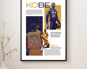 Kobe Bryant Black Mamba Lakers Poster | NBA Wall Art (Digital Download Available)