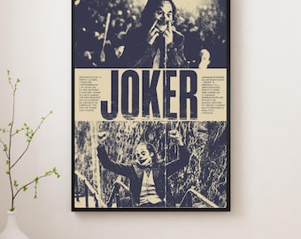Plakat filmowy „Joker” – mroczny, vintage’owy wydruk artystyczny, Joaquin Phoenix