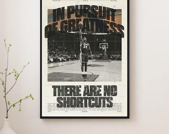 Kobe Bryant Inspiration Poster – There Are No Shortcuts Motivational Basketball Wall Art