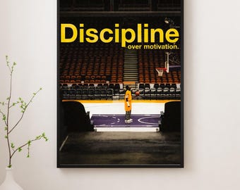 Discipline Over Motivation – Basketball Inspired Wall Art, Athlete Mindset Poster, Gym & Man Cave Decor