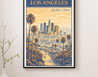 Retro Los Angeles Print – Golden State Palm Tree Art
