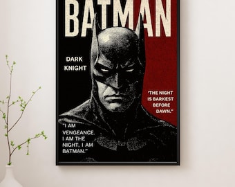 Dark Knight Batman Poster – Vintage Detective Comics Style Wall Art, Gotham Superhero Print, Modern Man Cave Decor
