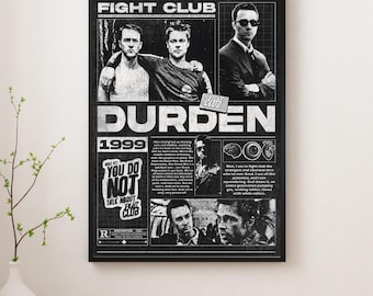 Fight Club 1999 Movie Poster – Cult Classic Film, Grunge Decor