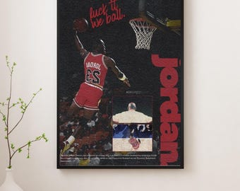 Póster de mate de Michael Jordan / Arte de la NBA de los Chicago Bulls (Descarga digital disponible)