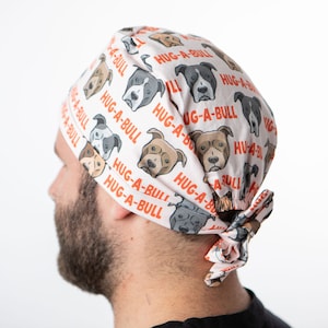 Hug-A-Bull Scrub cap, Pit Bull surgical hat, unisex medical cap, gift ideas for veterinarian, gift under 30 dollars, Dog Dad gift idea