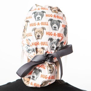 Hug-A-Bull Scrub cap, pit bull Scrub hat, Dog Mom gift idea, ponytail scrub cap, Ponytail surgical hat, Gift under 30 dollars, Mother's Day image 5