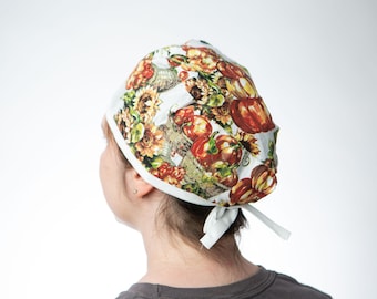 Pumpkin Patch Surgical Scrub Cap, Thanksgiving Medical Hat