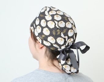 Pumpkin Minimalist Surgical Hat, Oktoberfest Scrub cap, Ponytailed Med cap with Pouch, surgical cap, medical caps holiday gift ideas