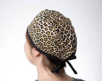 Leopard Scrub cap, unisex Scrub hat, Cheetah scrub cap, Vet scrub cap, exotic animal print, Animal Print scrub cap, gift under 20 dollars