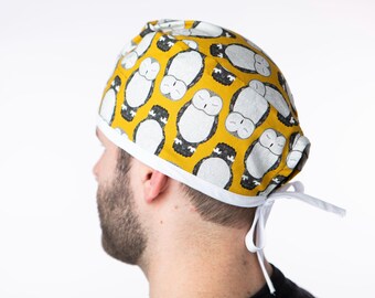 Owl Print Scrub Cap, Medical Professional Short Scrub Hat