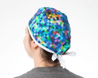 Pixel Scrub cap, unisex surgical beanie, nurse gift ideas, surgical resident bonnet, medical professional graduate, pixie hair covering