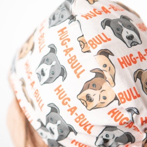 Hug-A-Bull Scrub cap, pit bull Scrub hat, Dog Mom gift idea, ponytail scrub cap, Ponytail surgical hat, Gift under 30 dollars, Mother's Day image 4