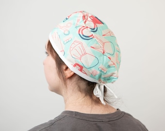 First Aid Print Scrub Cap, Healthcare Bonnet