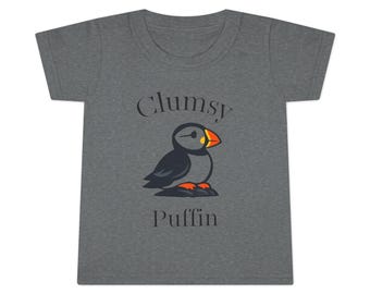 Puffin Illustration T-Shirt: Nautical Kids Tee (Toddler Unisex, Soft Cotton)