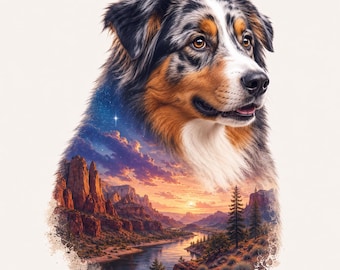 Dog Double Exposure Art | Breed Portrait Scenic Landscape (Digital Download)