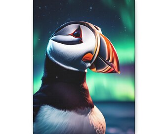 Colorful Puffin Canvas: Matte Stretched Wall Art for Coastal Decor