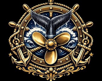 Premium Nautical Logo Design – Whale Tail, Ship Wheel & Propeller