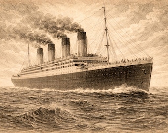Titanic Ocean Liner Print: Antique Maritime Drawing (Digital File)