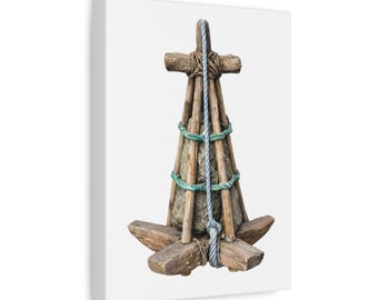 Driftwood Buoy Wall Art: Serene Coastal Canvas (Matte Finish)