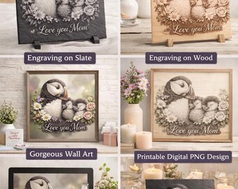 Floral Puffin Design: Mother’s Day Artwork (Digital PNG Files)