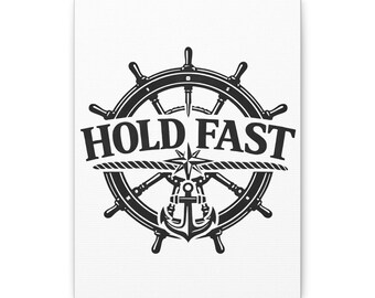 Hold Fast Nautical Canvas - Anchor and Ship Wheel Decor