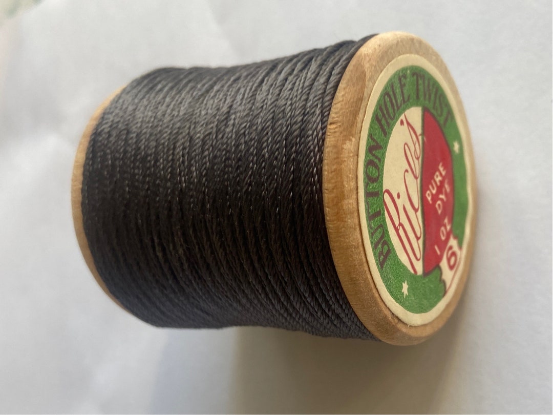Vintage Rice Nylon Dark Grey Thread 1 Spools Antique Buttonhole Twist ...