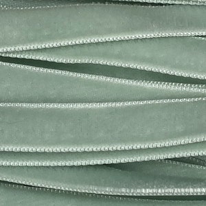 Vintage  3/8'"  VELVET Nylon 10 yards  Ice Mint Velvet Ribbon SWISS Made"s2-54
