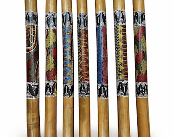 Handcrafted Bamboo Rain Stick – Rainmaker Instrument 24"–59" with Painted or Burned Designs