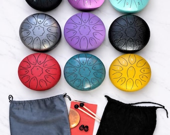 6 Inch 11-Note Steel Tongue Drum in C Key – Rain Meditation Instrument