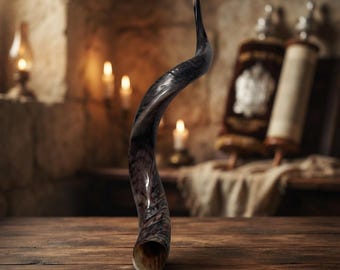 Yemenite Kudu Horn Shofar XL – Kosher Jewish Ritual Horn, Half Polished