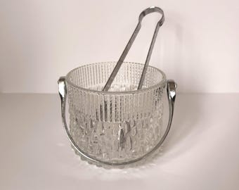 Balde de gelo vintage Teleflora em cristal | Alça e pinça cromadas