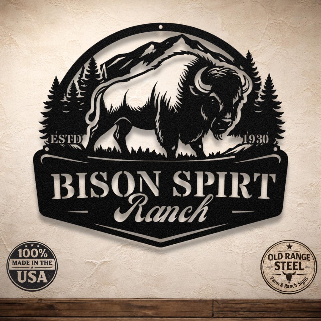 Custom Ranch Sign Metal – Personalized Bison Ranch Sign | Custom Steel ...