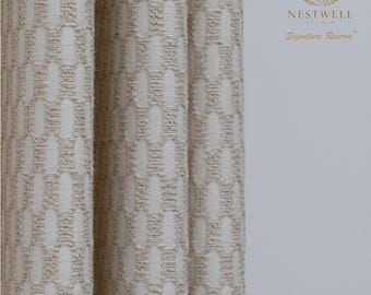 Custom Wool and Linen Neutral Geometric Curtains