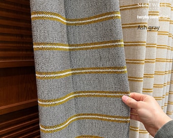 Custom Natural Cotton Striped Curtains