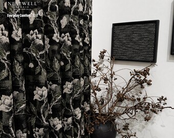 Custom Jacquard Magnolia Botanical Curtains