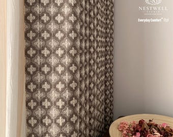 Custom Linen Italian Style Heavyweight Diamond Weave Geometric textured Blackout Curtains