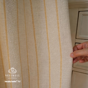 Custom Linen Yellow Stripe Woven Curtains