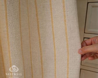 Custom Linen Yellow Stripe Woven Curtains