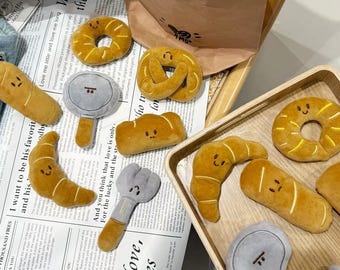 Plush Bread Curtain Clips | Kawaii Cartoon Decor for Nursery, Kids Room