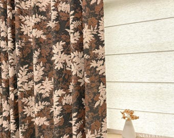 Custom Earth Tone Leaf Jacquard Curtains
