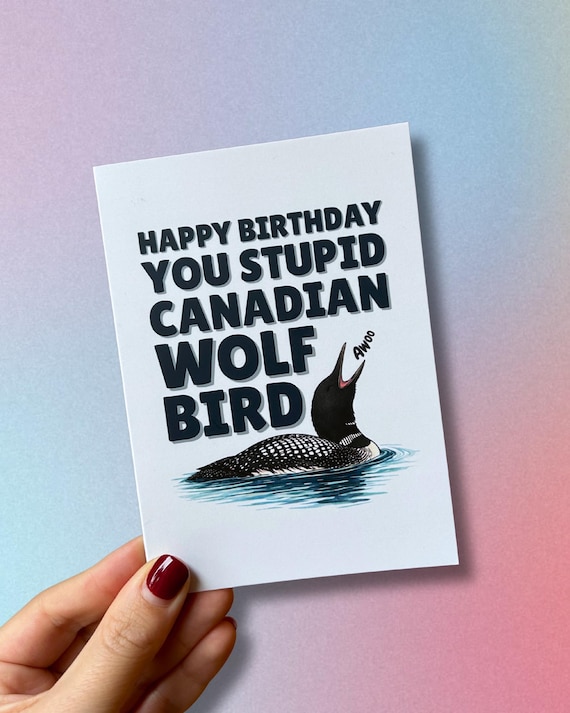Heated Rivalry Fan Art Birthday Card, Gay Hockey Romance, Stupid Canadian Wolf Bird Loon Inspired, A6 Silky Heavyweight Paper