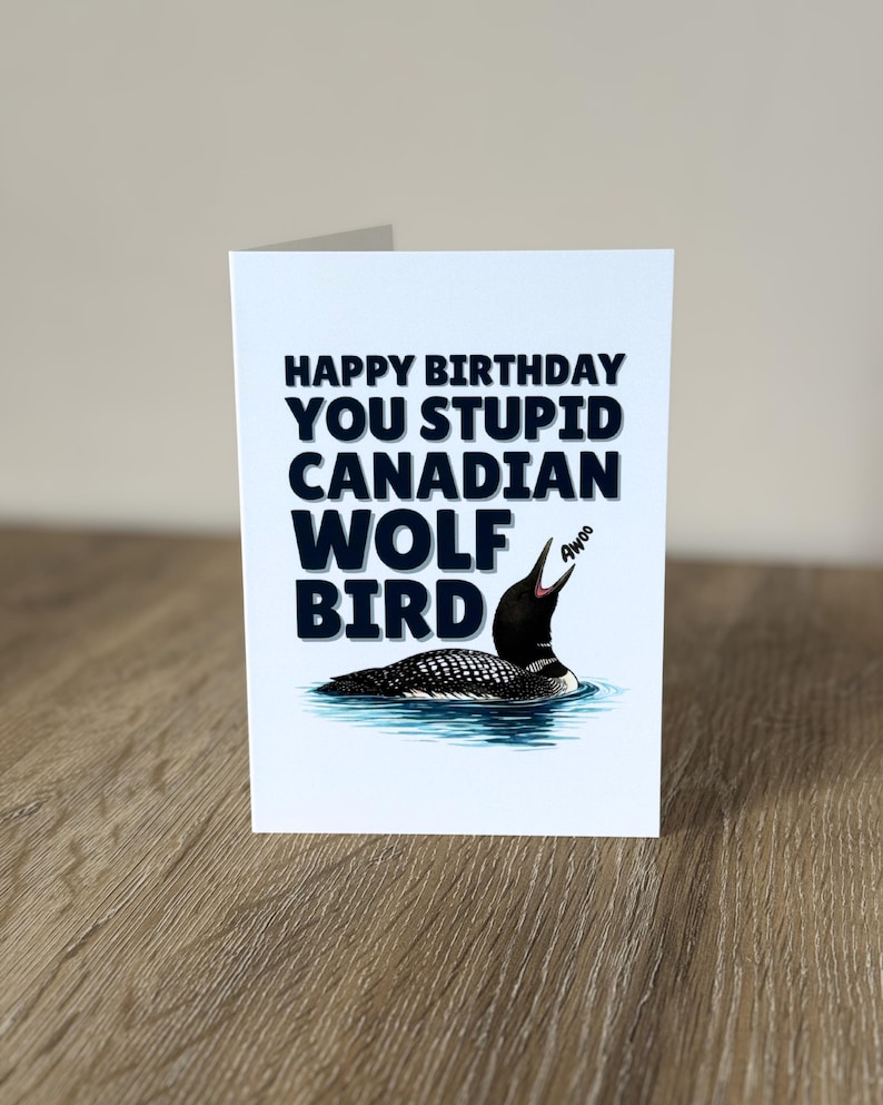 Tarjeta de cumpleaños con una rivalidad acalorada, romance gay de hockey, inspirado en el estúpido pájaro lobo canadiense Loon (descarga digital imprimible) imagen 4