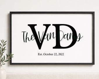 Personalized Family Name Sign Large 17x27 | Custom Last Name Established Sign | Framed Wedding Gift | Housewarming Gift | Farmhouse Wall Dec