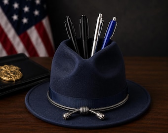 State Trooper Campaign Cover Pen Holder | 3D Printed Police Desk Decor | Law Enforcement Officer Gift for Dispatchers