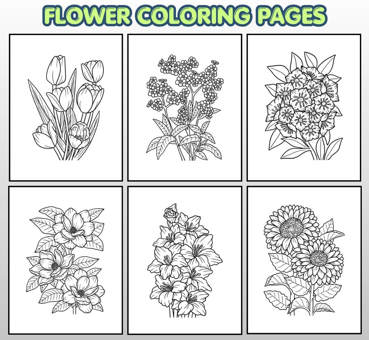 100 Flower Coloring Pages – Printable Floral Coloring Sheets for Kids ...